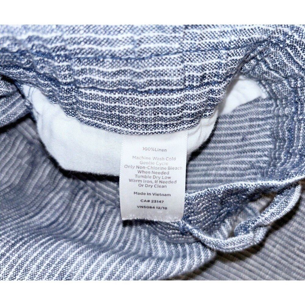 Talbots Women's  Linen Cotton Blue White Striped Pants Size 4 Elastic Waist - Picture 7 of 7